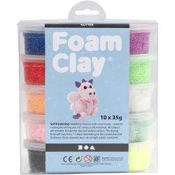 Foam Clay® , glitter, ass. farger, 10x35 g/ 1 pk.