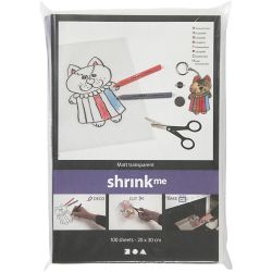 Krympeplastark, ark 20x30 cm, tykkelse 0,3 mm, matt transparent, 100 ark/ 1 pk.