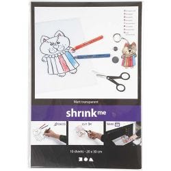 Krympeplastark, ark 20x30 cm, tykkelse 0,3 mm, matt transparent, 10 ark/ 1 pk.