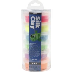 Silk Clay®, neonfarger, 6x14 g/ 1 pk.