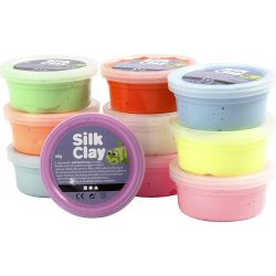 Silk Clay®, Basic 2, ass. farger, 10x40 g/ 1 pk.