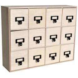 Skuffeenhet i ubehandlet tre - metallhåndtak