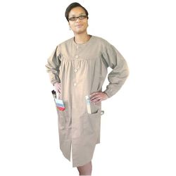 Beige overdel med smock - One size 