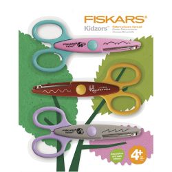 Fiskars KidzorsT Mønstersakser, flodhest, kamel og pinnsvin, 3 stk./ 1 pk.
