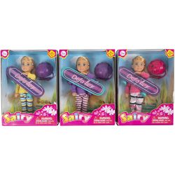Sarah-dukke med skateboard, L: 14 cm, 9 deler/ 1 pk.
