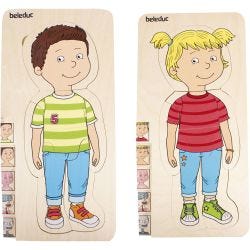 Lag på lag-trepuslespill om kroppen, str. 29x14x19 cm, 2 stk./ 1 sett