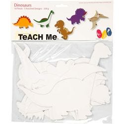Dinosaurer, H: 15-22 cm, B: 24-25 cm, 230 g, hvit, 16 stk./ 1 pk.
