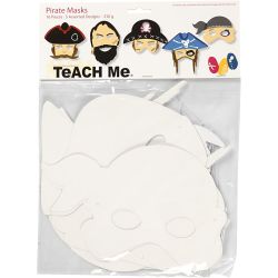 Piratmasker, H: 16-26 cm, B: 17,5-26,5 cm, 230 g, hvit, 16 stk./ 1 pk.
