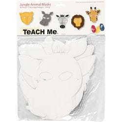 Jungelmasker, H: 22,5-25 cm, B: 20,5-22,5 cm, 230 g, hvit, 16 stk./ 1 pk.