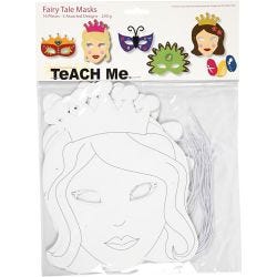 Eventyrmasker, H: 13,5-25 cm, B: 17-25 cm, 230 g, hvit, 16 stk./ 1 pk.