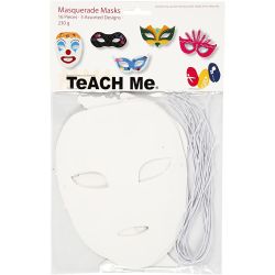 Teatermasker, H: 8,5-19 cm, B: 15-20,5 cm, 230 g, hvit, 16 stk./ 1 pk.