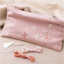 Mini DIY Kit Broderi, Clutchveske, støvete rosa, 1 pk.