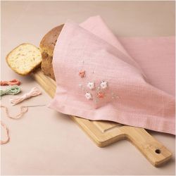 Mini DIY Kit Broderi, Stoffserviett, støvete rosa, 1 pk.
