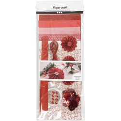 Kreativ blanding, Papirklipping, rød, creme, 1 pk.