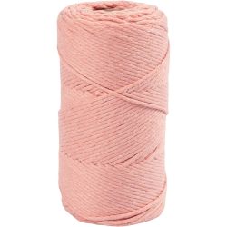 Macramè-Snor, L: 198 M, dia. 2 mm, rosa, 330 g/ 1 rl.