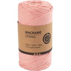 Macramè-Snor, L: 198 M, dia. 2 mm, rosa, 330 g/ 1 rl.