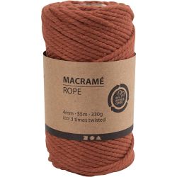Macram&egrave;-rep, L: 55 M, dia. 4 mm, brentorange, 330 g/ 1 rl.