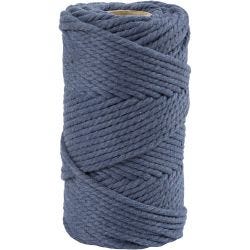 Macramè-rep, L: 55 M, dia. 4 mm, blå, 330 g/ 1 rl.