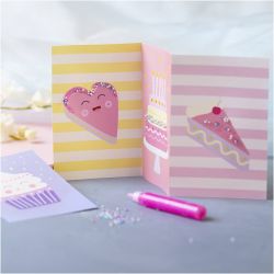 Mini DIY Kit Dekorasjon, Kaker, pastellpink, pastelllilla, pastellgul, 1 pk.