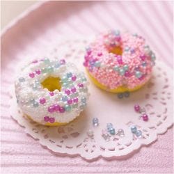 Mini DIY Kit Modellering, Donuts, pink, turkis, hvit, gul, 1 pk.