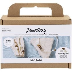 Mini DIY Kit Smykker, Krystallhalskjede og øreringer, 1 pk.