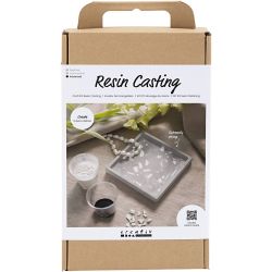 DIY Kit Resin Støping, Firkantet brett med terrazzo, svart, hvit, 1 pk.