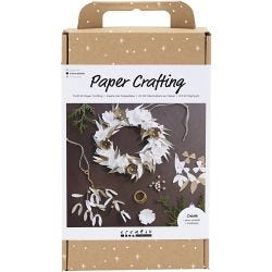 DIY Kit Papirpynt, Krans, hvit, lys natur, 1 pk.