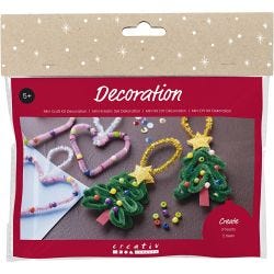 Mini DIY Kit Dekorasjon, Hjerter og juletrær, 1 pk.