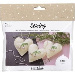 Mini DIY Kit Sying, Hjerter, off white, 1 pk.