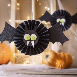 Mini DIY Kit Papirdekorasjoner, Flaggermus, svart, hvit, 1 pk.