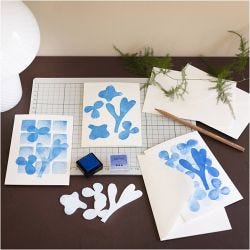 Mini DIY Kit Skumtrykk, Kort med design, hvit, off white, 1 pk.