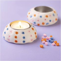 Mini DIY Kit Modellering, Lysestaker, hvit, 1 pk.
