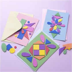 Mini DIY Kit Dekorasjon, Dekorerte kort, blå, grønn, pink, 1 pk.