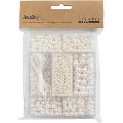 DIY Mix Smykker, Halskjede og armbånd, hvit perlemor, 1 pk.