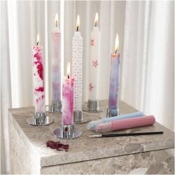 DIY Kit Lysdekorasjon, Dekorerte antikklys, hvit, 1 pk.