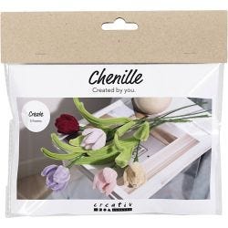 Mini DIY Kit Blomster av Piperensere, Tulipaner, ass. farger, 1 pk.