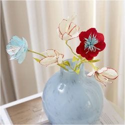 Mini DIY Kit Kreppapir, Kreppblomster, pastellfarger, 1 pk.