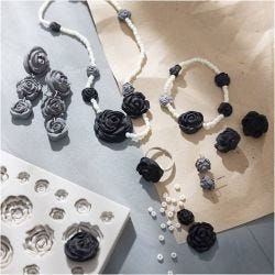 Mini DIY Kit Smykker, Roser, svart, svart/hvit, hvit, 1 pk.