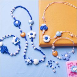 Mini DIY Kit Smykker, Blomster, ass. farger, 1 pk.