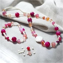 Mini DIY Kit Smykker, Halskjede og armbånd, pink, 1 pk.