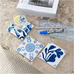 Mini DIY Kit Dekorasjon, Porselensbrikker, blå, 1 pk.
