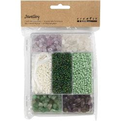DIY Mix Smykker, Krystaller, str. 2,6-10 mm, hullstr. 0,8-1,2 mm, ass. farger, 1 pk.