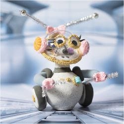Mini DIY Kit Modellering, robot, grå, pink, 1 pk.