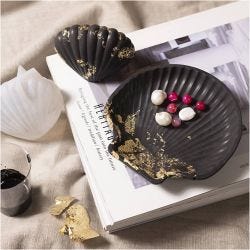 DIY Kit Resin Støping, Musling, svart, gull, 1 pk.
