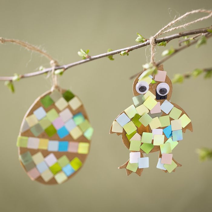 Påskekylling og påskeegg med mosaikk