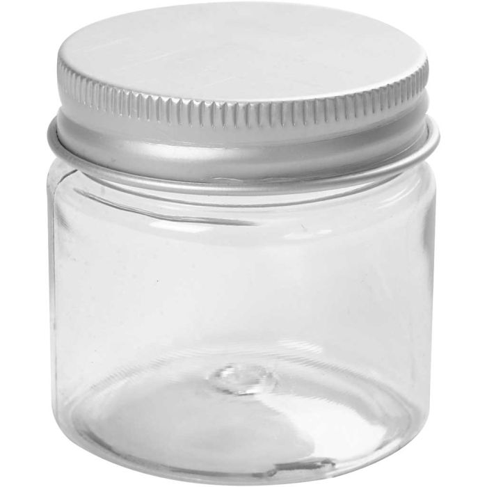 Plastboks med lokk, H: 45 mm, dia. 44 mm, 50 ml, 10 stk./ 1 pk.