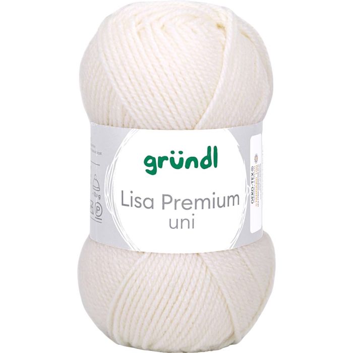 Acrylgarn, pinne 3-3,5, creme, 50 g/ 1 nst.