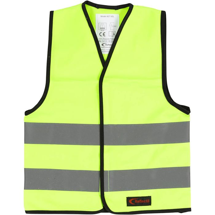 Refleksvest, XS, L: 47 cm, B: 40 cm, str. 4-6 år, grønn, 1 stk.