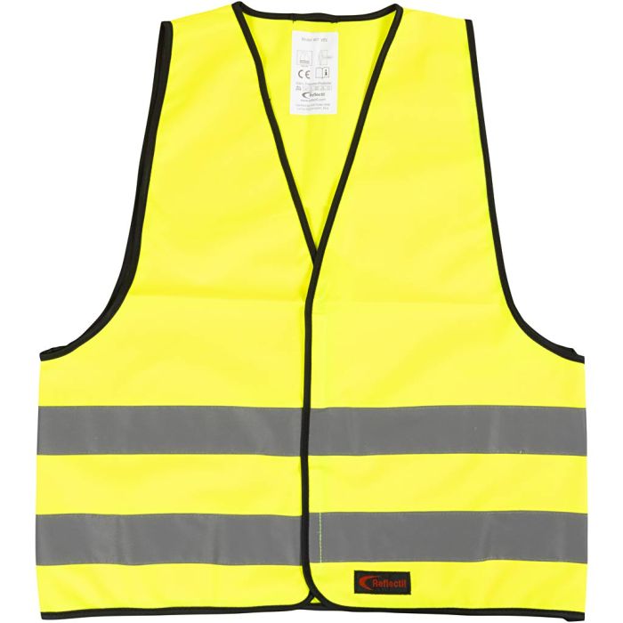 Refleksvest, L: 68 cm, B: 59 cm, str. L, gul, 1 stk.