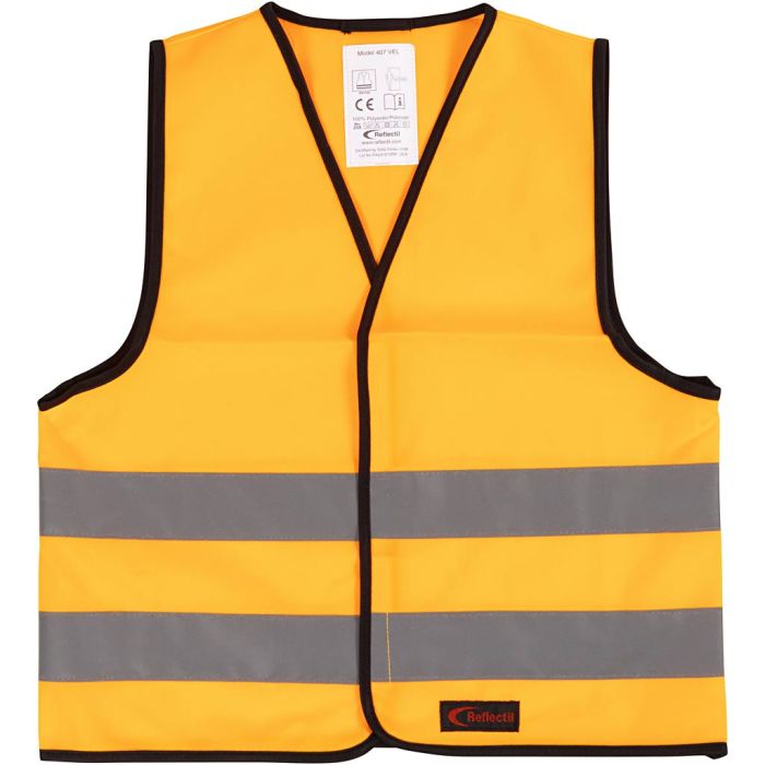 Refleksvest, S, L: 51 cm, B: 46 cm, str. 6-10 år, orange, 1 stk.